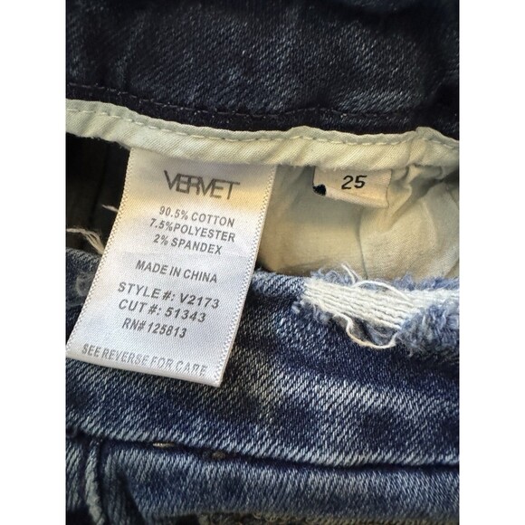 Vervet Jeans Womens 25 Blue Denim Stretch Mid Rise Fray Distressed Ankle Skinny - Picture 8 of 8